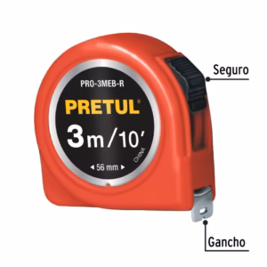 FLEXÓMETRO 3 M CINTA 13 MM, EN DISPLAY BOX, PRETUL